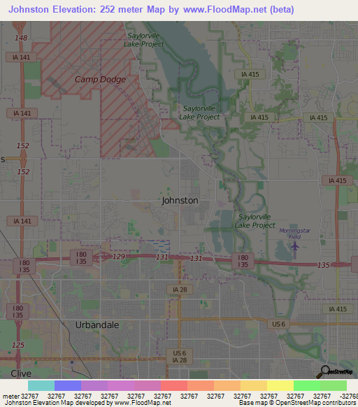 Johnston,US Elevation Map