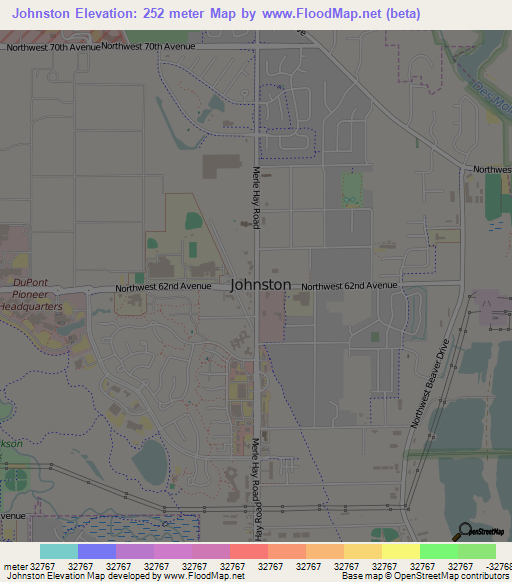 Johnston,US Elevation Map