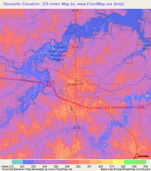 Knoxville,US Elevation Map