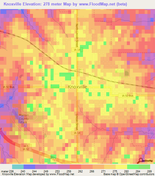 Knoxville,US Elevation Map