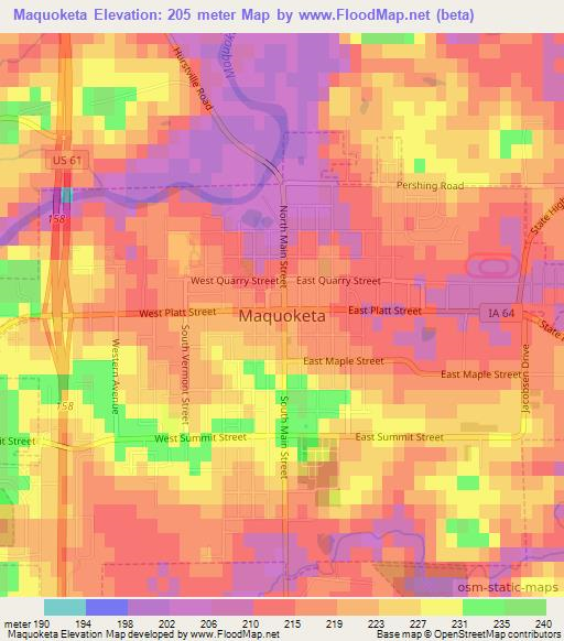 Maquoketa,US Elevation Map