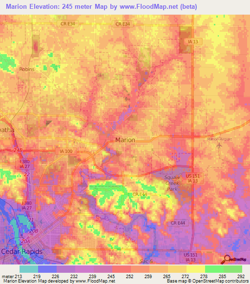 Marion,US Elevation Map