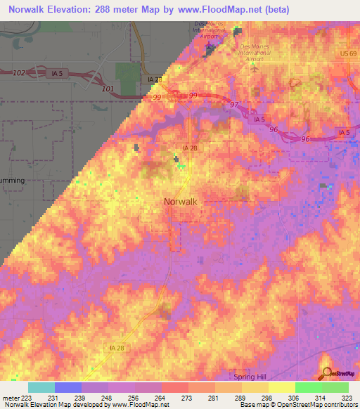 Norwalk,US Elevation Map