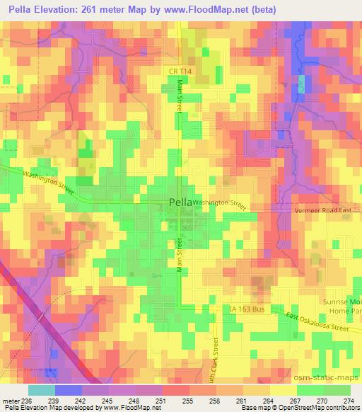 Pella,US Elevation Map