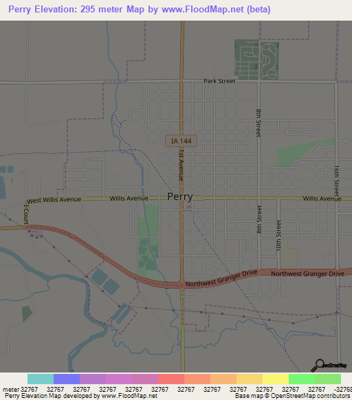 Perry,US Elevation Map