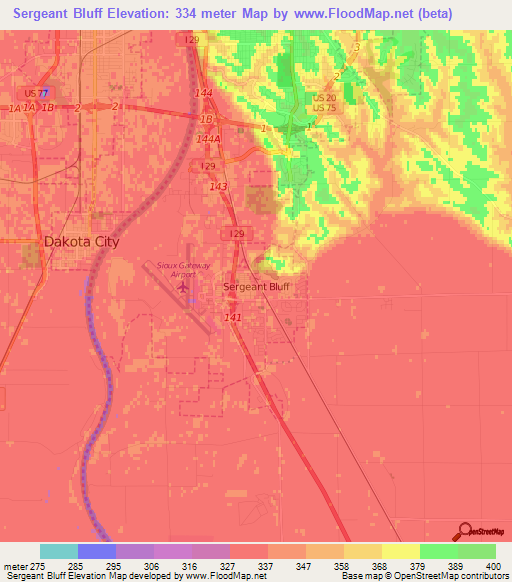 Sergeant Bluff,US Elevation Map