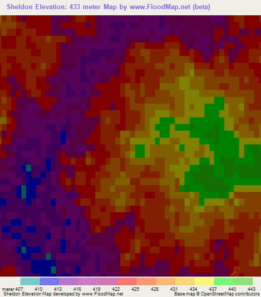 Sheldon,US Elevation Map