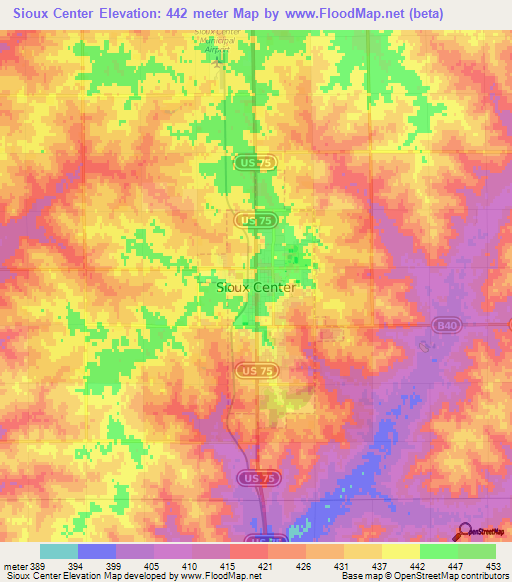 Sioux Center,US Elevation Map