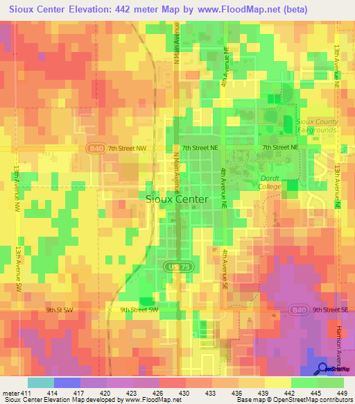 Sioux Center,US Elevation Map