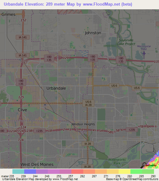 Urbandale,US Elevation Map