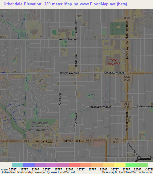 Urbandale,US Elevation Map