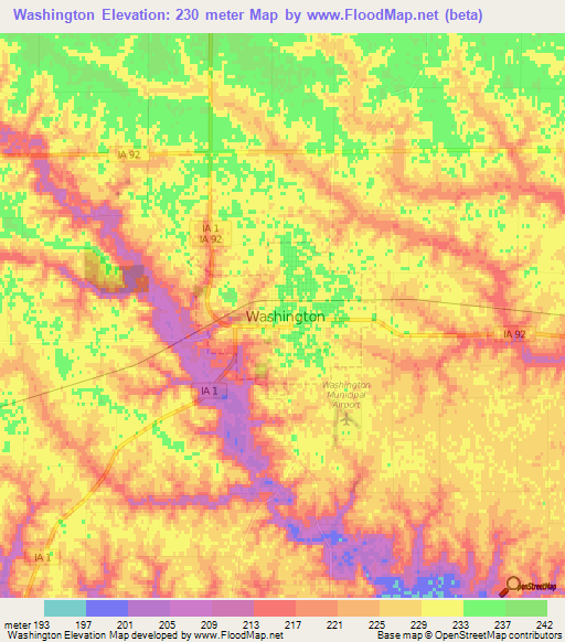 Washington,US Elevation Map