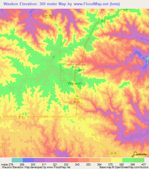 Waukon,US Elevation Map