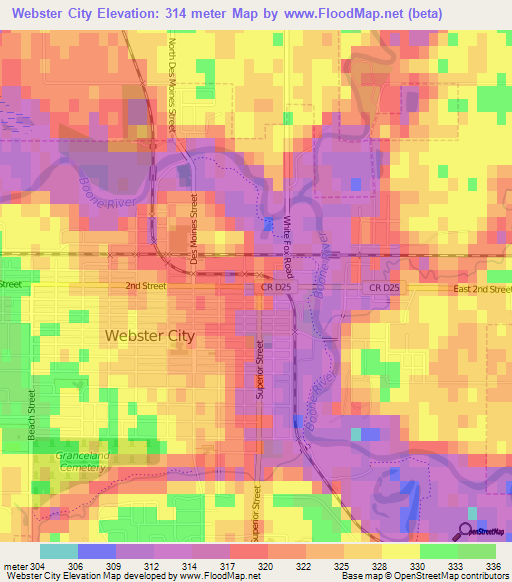 Webster City,US Elevation Map