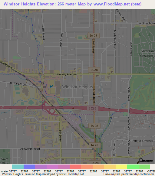 Windsor Heights,US Elevation Map