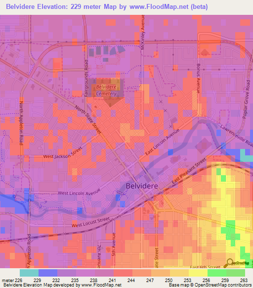 Belvidere,US Elevation Map