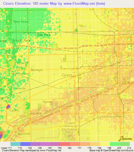 Cicero,US Elevation Map