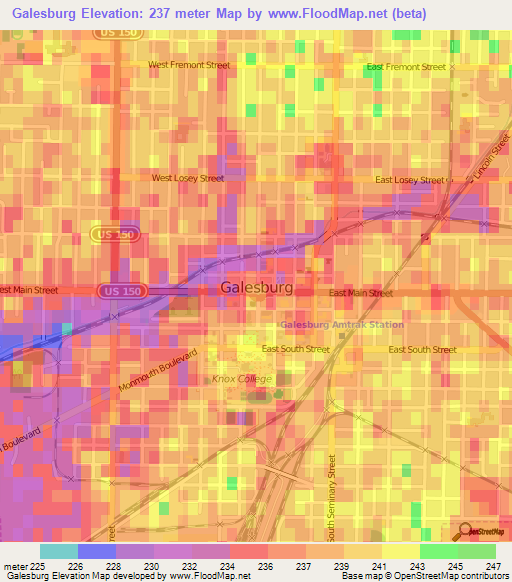 Galesburg,US Elevation Map