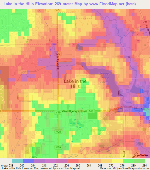 Lake in the Hills,US Elevation Map