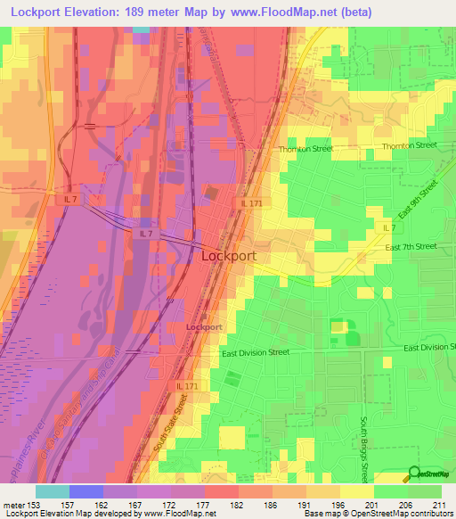 Lockport,US Elevation Map