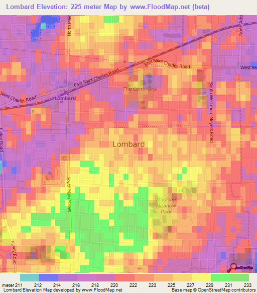 Lombard,US Elevation Map