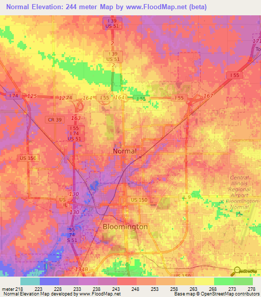 Normal,US Elevation Map