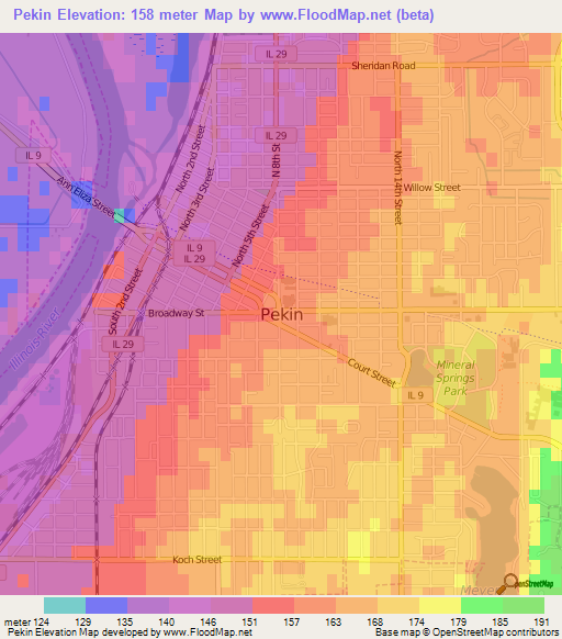 Pekin,US Elevation Map