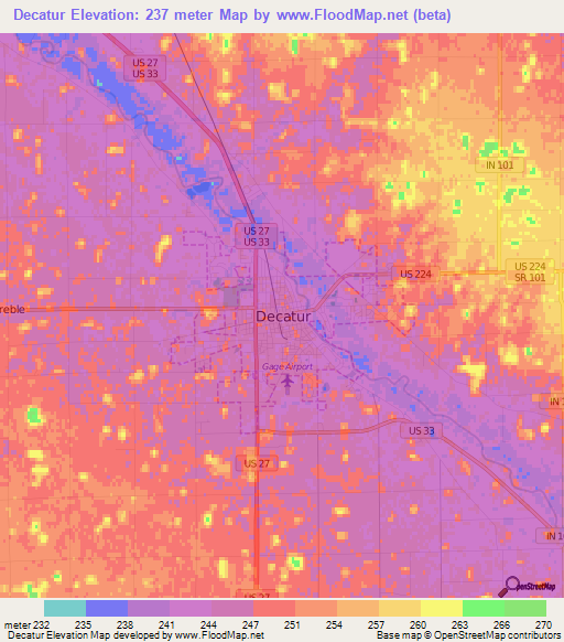 Decatur,US Elevation Map