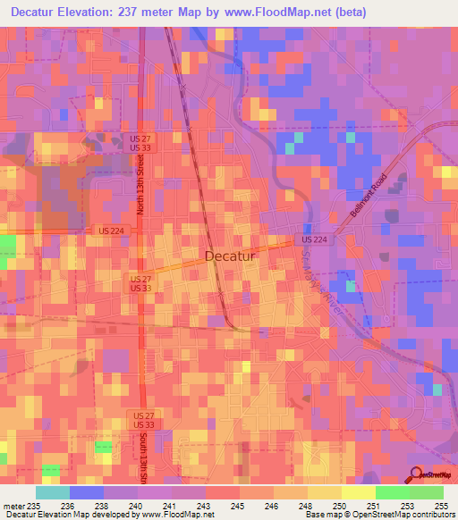 Decatur,US Elevation Map