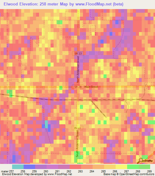 Elwood,US Elevation Map