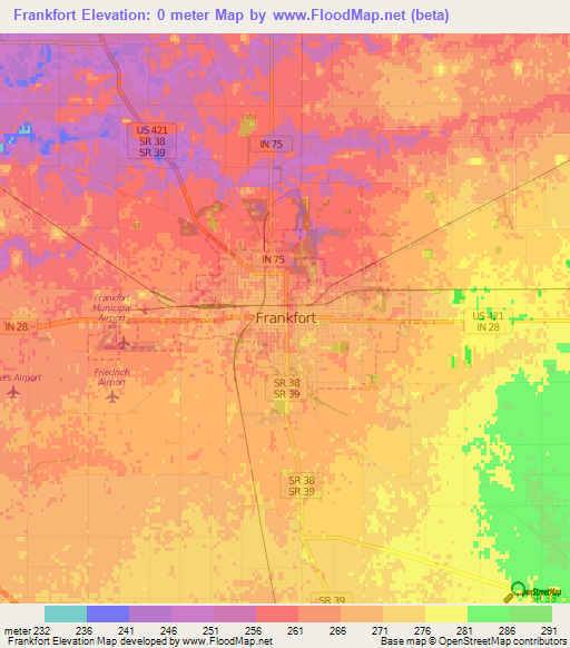 Frankfort,US Elevation Map