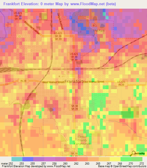 Frankfort,US Elevation Map