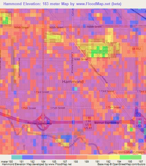 Hammond,US Elevation Map