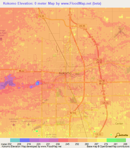 Kokomo,US Elevation Map