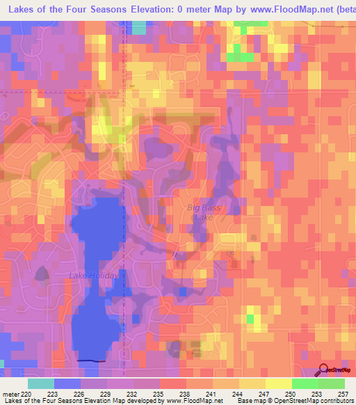 Lakes of the Four Seasons,US Elevation Map