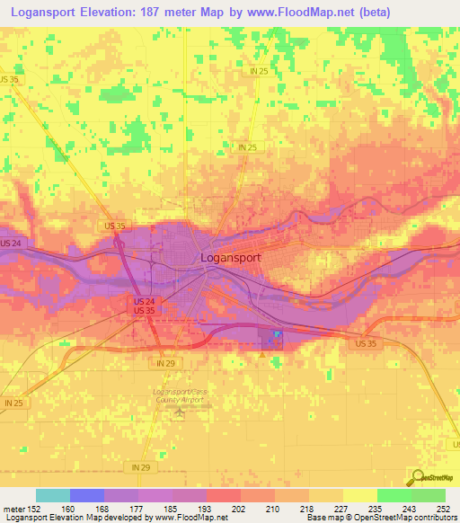 Logansport,US Elevation Map