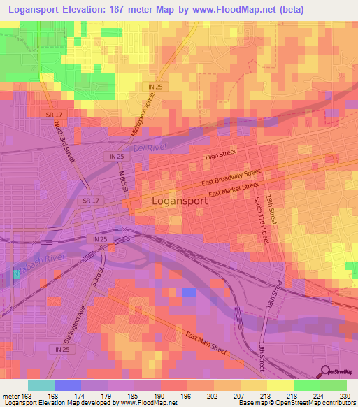 Logansport,US Elevation Map