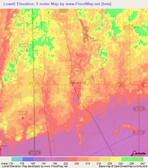 Lowell,US Elevation Map