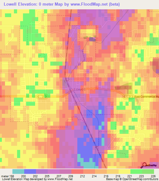 Lowell,US Elevation Map