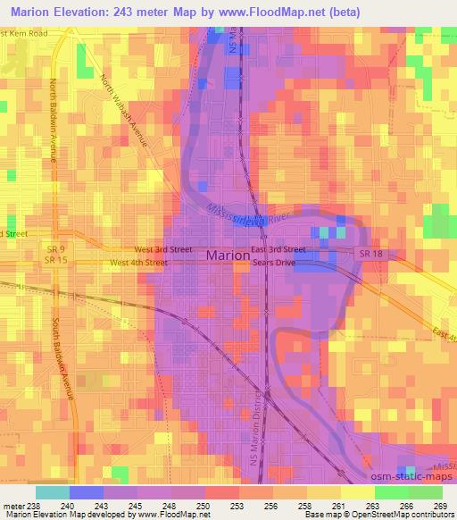 Marion,US Elevation Map