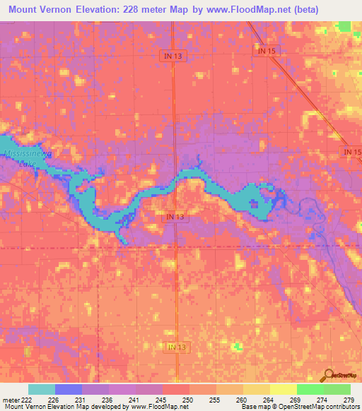 Mount Vernon,US Elevation Map