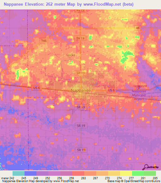 Nappanee,US Elevation Map