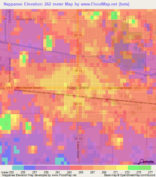 Nappanee,US Elevation Map