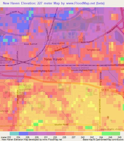 New Haven,US Elevation Map