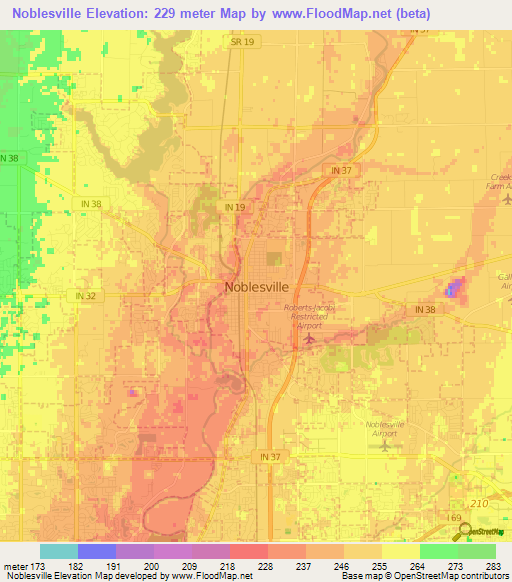 Noblesville,US Elevation Map