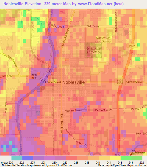 Noblesville,US Elevation Map