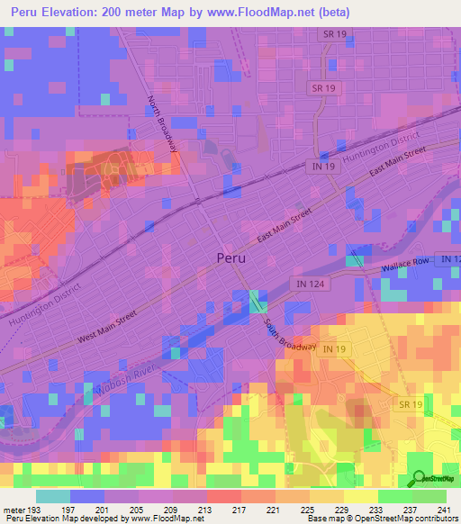 Peru,US Elevation Map