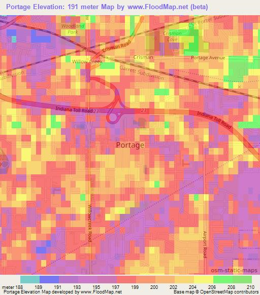 Portage,US Elevation Map