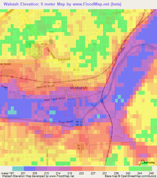 Wabash,US Elevation Map