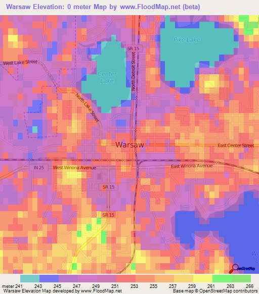 Warsaw,US Elevation Map